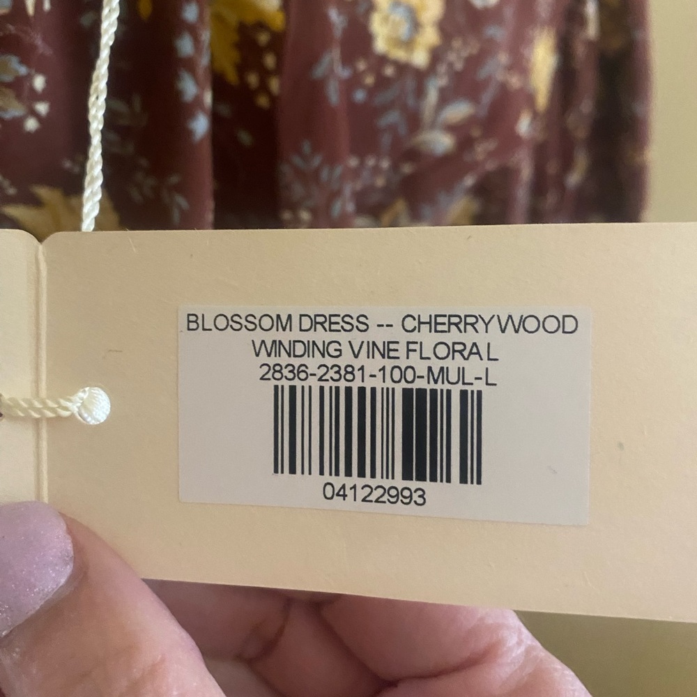 Doen Blossom Dress in Cherrywood winding vine fabric size large - Picture 10 of 11